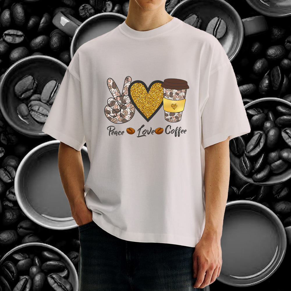 Peace, Love, Coffee Oversized T-Shirt
