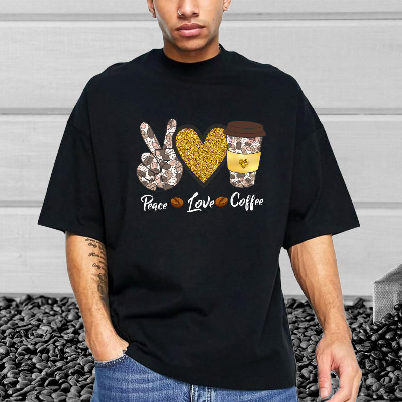 Peace, Love, Coffee Oversized T-Shirt