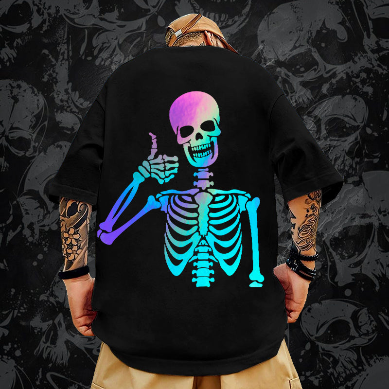Reflective Glow Bones T-Shirt – Oversized 240 GSM Streetwear