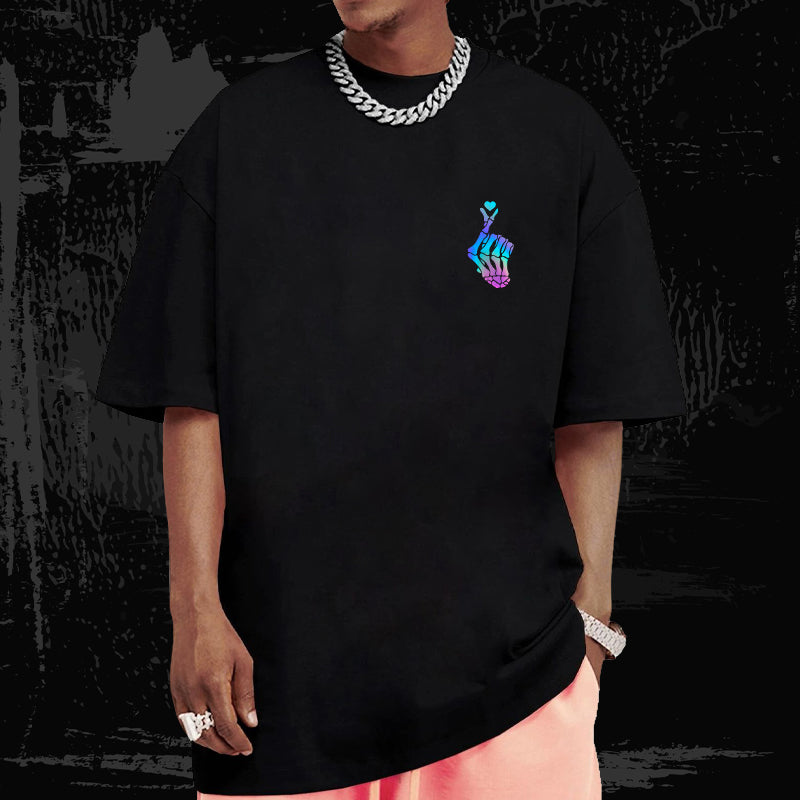 Reflective Glow Bones T-Shirt – Oversized 240 GSM Streetwear