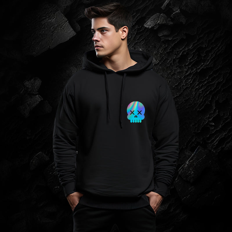 Reflective Hoodie Rainbow skeleton face