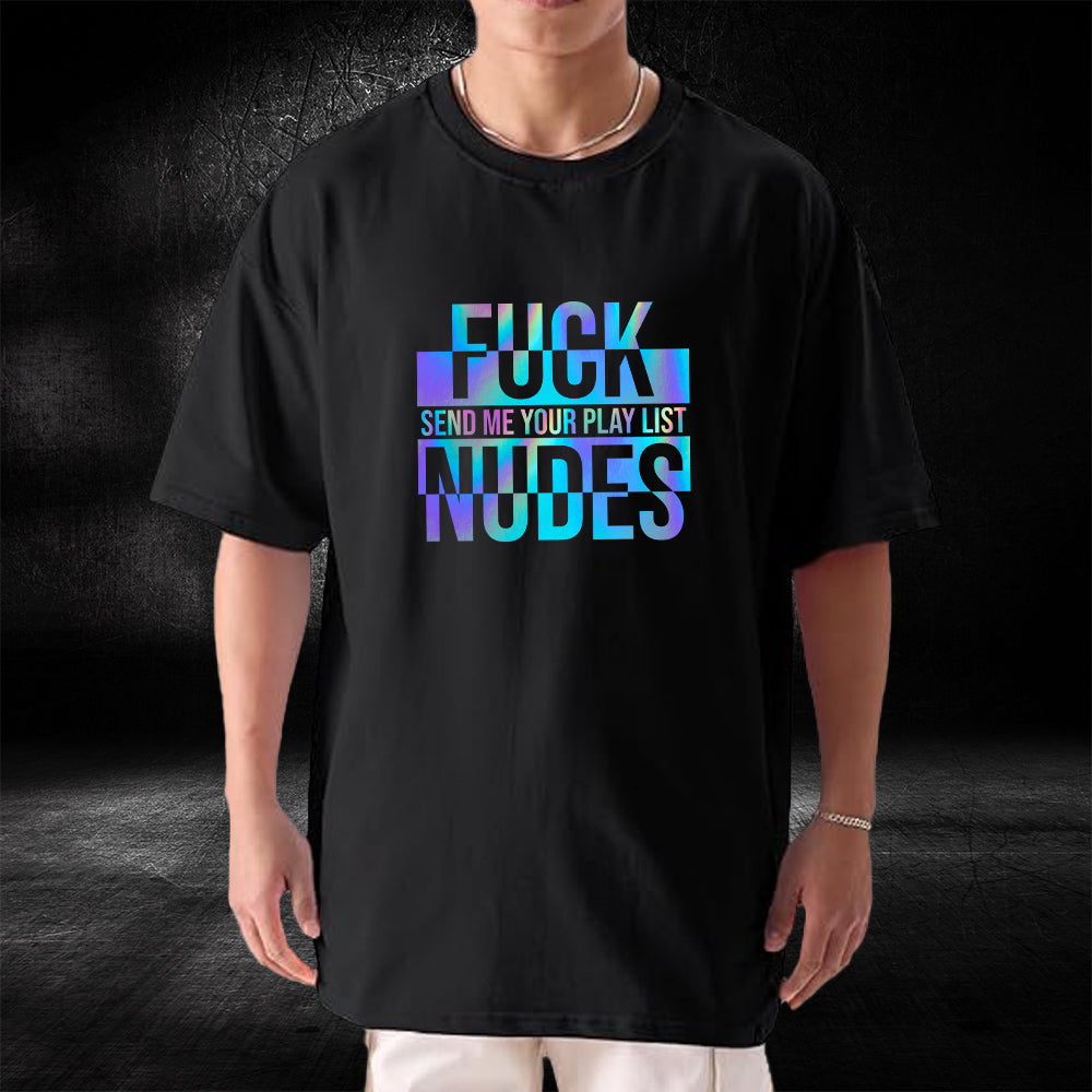 Send Me Your Playlist Reflective Oversized T-Shirt
