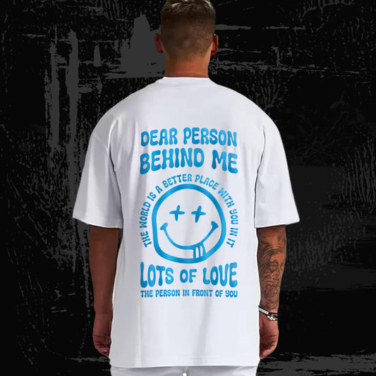 "Dear Person Behind Me" Reflective Oversize Tee – 240 GSM | White Edition
