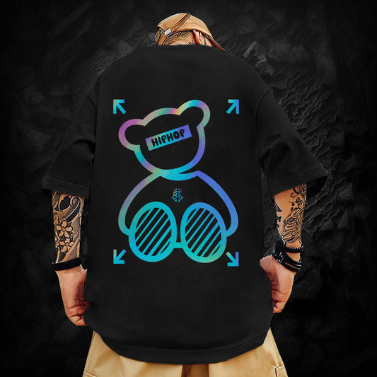Hip-Hop Teddy Reflective Rainbow T-Shirt