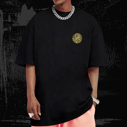 Roar Loud Rule Hard T-Shirt – Gold Foil Print | Oversized 240 GSM