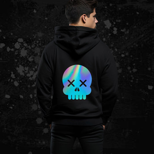 Reflective Hoodie Rainbow skeleton face