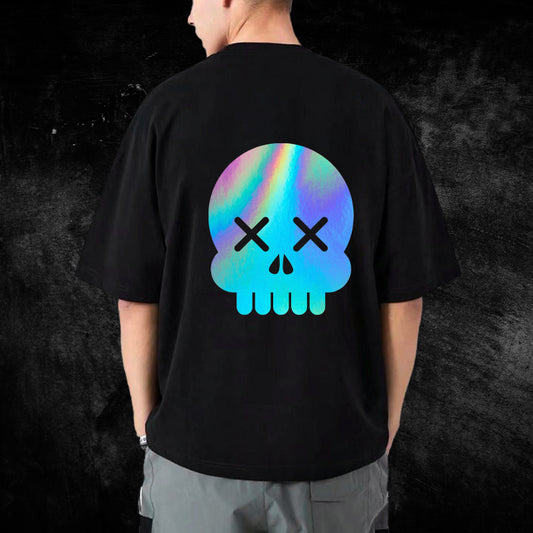 Reflective T-Shirt Rainbow skeleton face