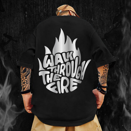 Walk Through The Fire T-Shirt – Silver Puff | Oversized 240 GSM