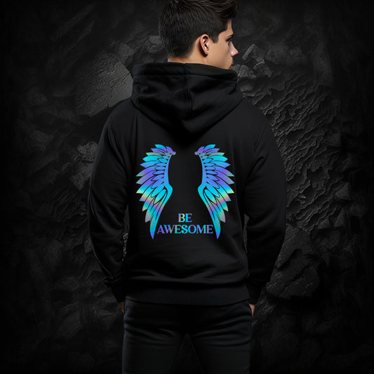 Reflective Hoodie Wings Design With “Be Awesome”