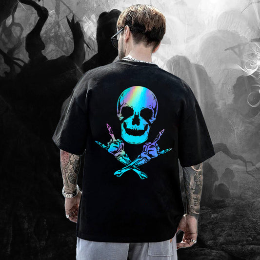REFLECTIVE DESIGN, SKULL WITH CROSS HAND